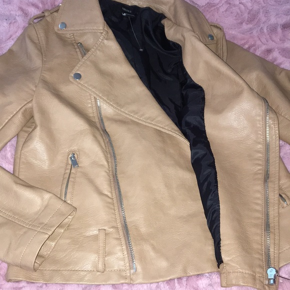 Tan brown faux leather jacket - Picture 6 of 7